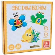 Brinquedo Pedagógico Madeira ABC dos Bichos 52 Peças Brincadeira de Criança